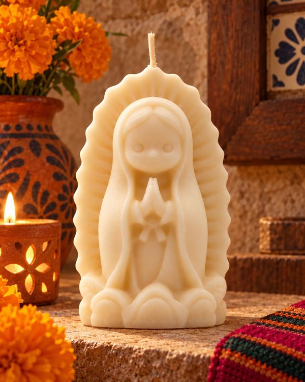 Vela Vela Aromatizada de cera de soja y de abeja "Virgen de Guadalupe"